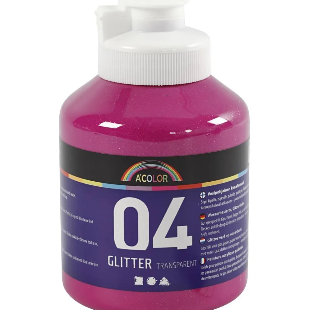 Glitterakrylfärg, rosa, 500 ml/ 1 flaska