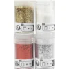 Glitter och Paljetter, guld, röd, silver, vit, 4x5 g/ 1 förp.