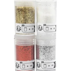 Glitter och Paljetter, guld, röd, silver, vit, 4x5 g/ 1 förp.