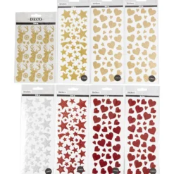 Glitterstickers, ark 10x24+12x18,5 cm, 8 ark/ 1 förp.