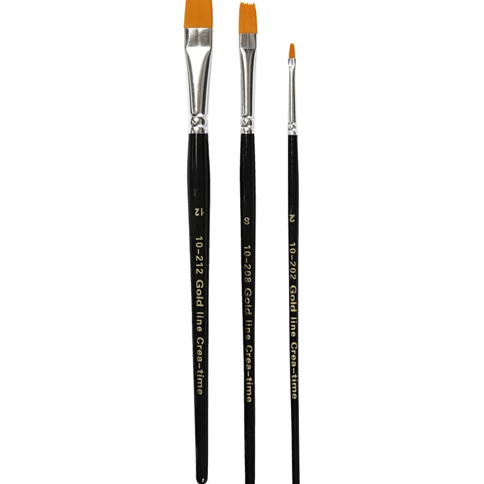 Gold Line-penslar, nr. 2+8+12, L: 16,5-19 cm, B: 3-12 mm, platta, 3 st./ 1 förp.