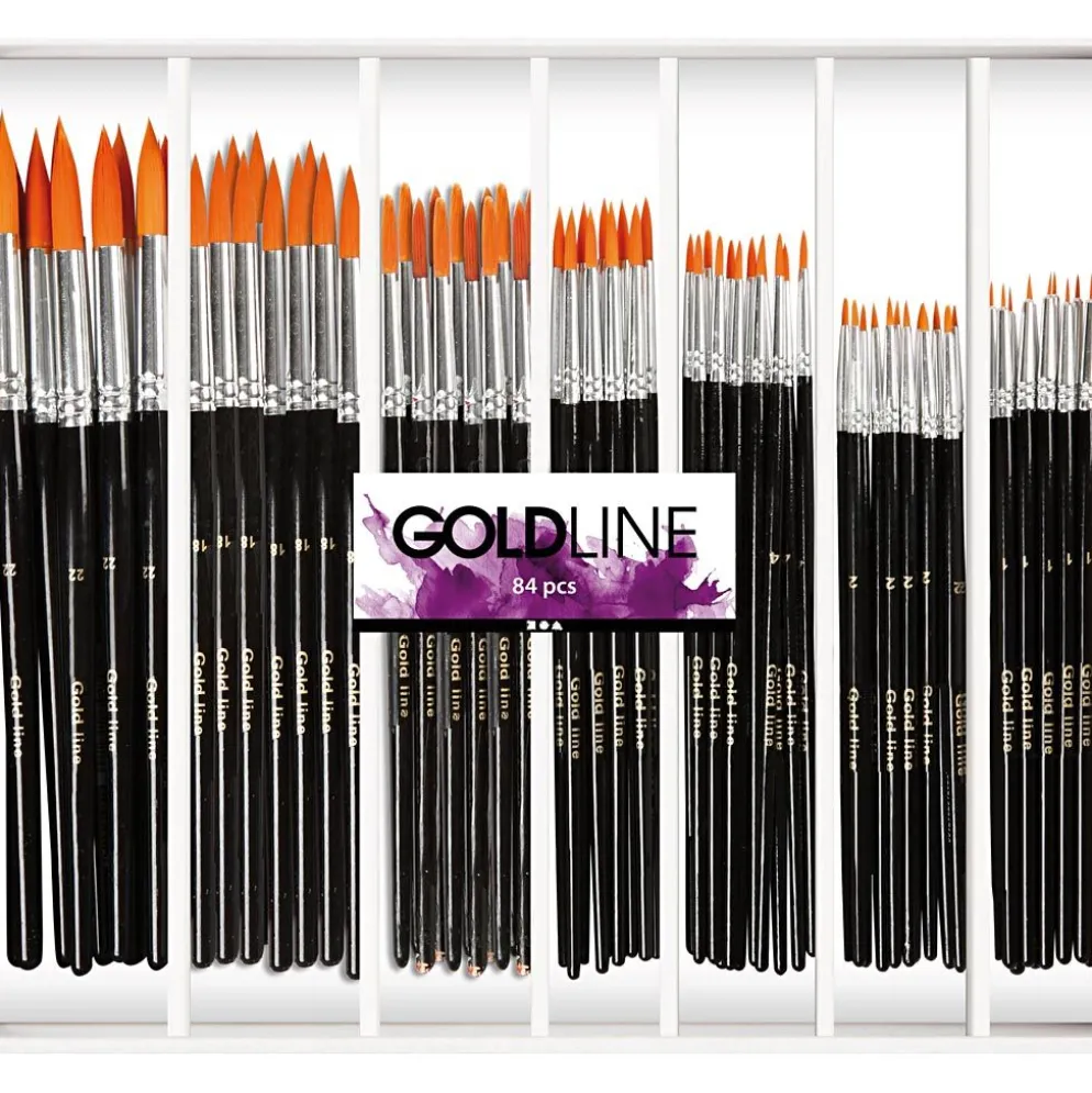 Gold Line-penslar, nr. 1+2+4+8+12+18+22, L: 17-21 cm, B: 1-7 mm, runda, 7x12 st./ 1 förp.