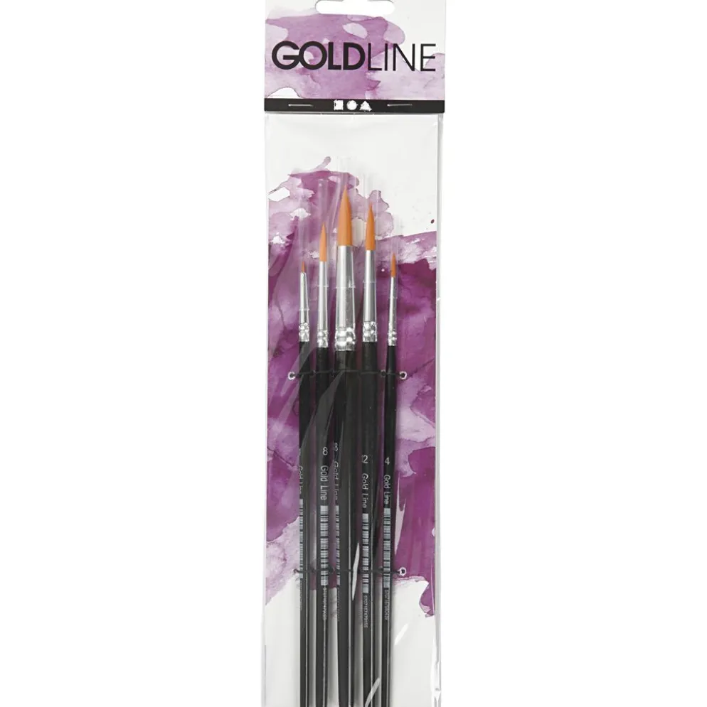 Gold Line-penslar, nr. 1+4+8+12+18, L: 17-19 cm, B: 1-7 mm, runda, 5 st./ 1 förp.