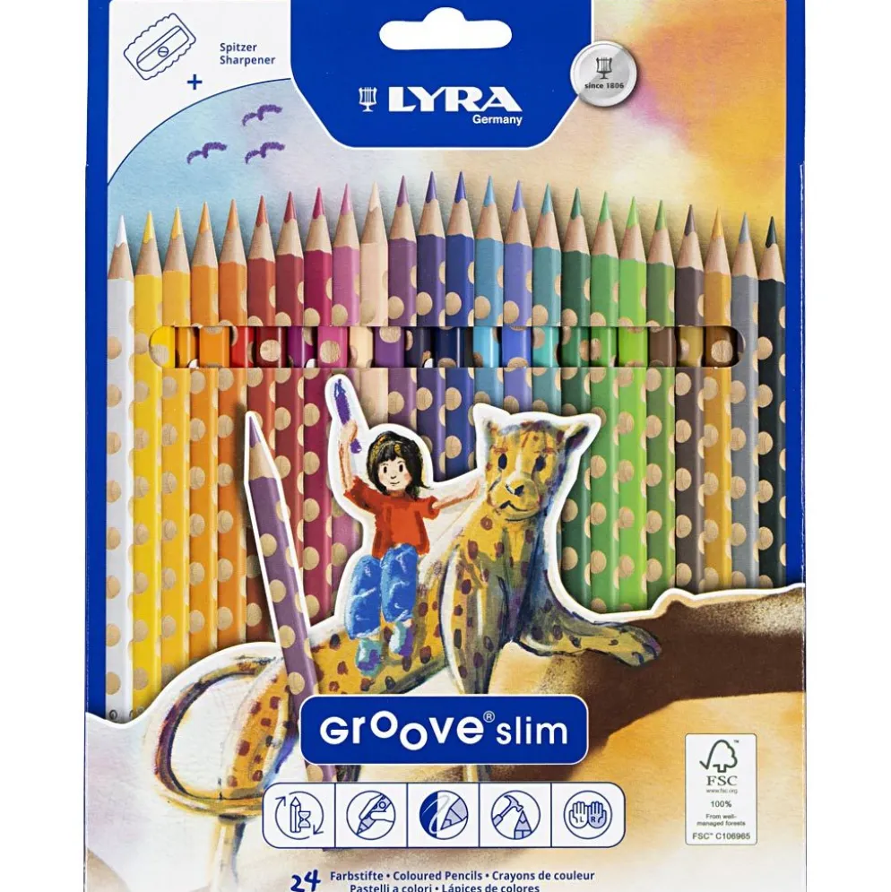 Groove Slim färgpennor, L: 18 cm, kärna 3,3 mm, mixade färger, 24 st./ 1 förp.