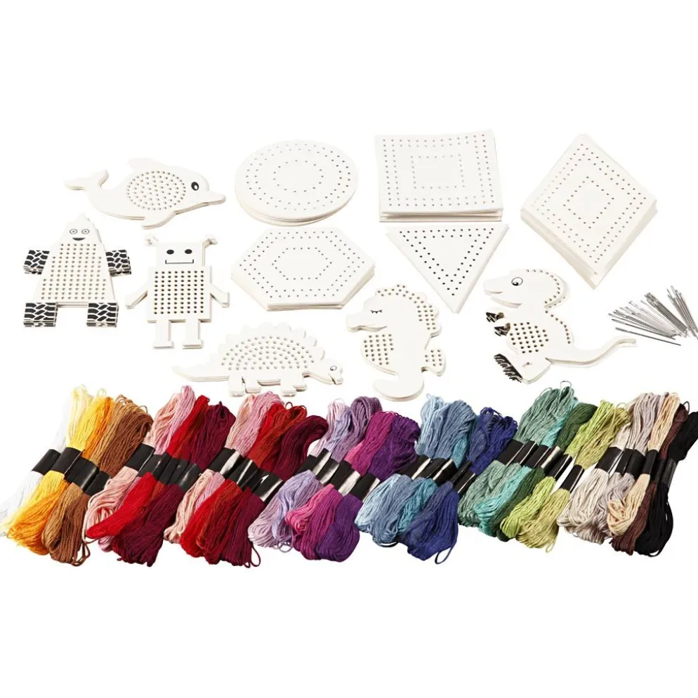Grupp DIY Kit Broderifigurer, stl. 8-17 cm, mixade färger, 1 set