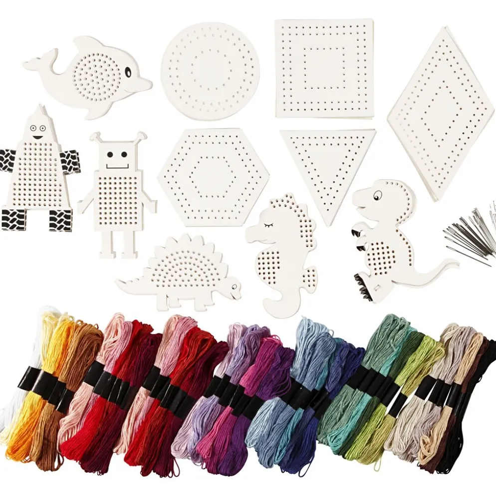 Grupp DIY Kit Broderifigurer, stl. 8-17 cm, mixade färger, 1 set