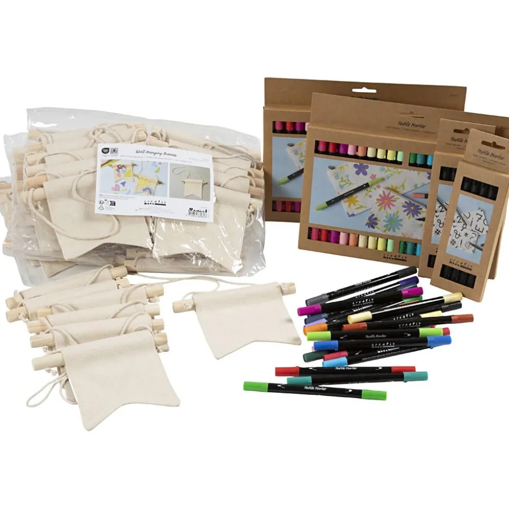 Grupp DIY Kit Måla din egen banderoll, stl. 10,5x12 cm, spets 2,3+3,6 mm, mixade färger, 60 st./ 1 förp.