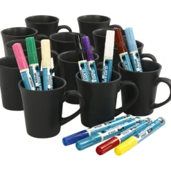 Grupp DIY Kit Måla svarta muggar, mixade färger, 36 st., 1 set