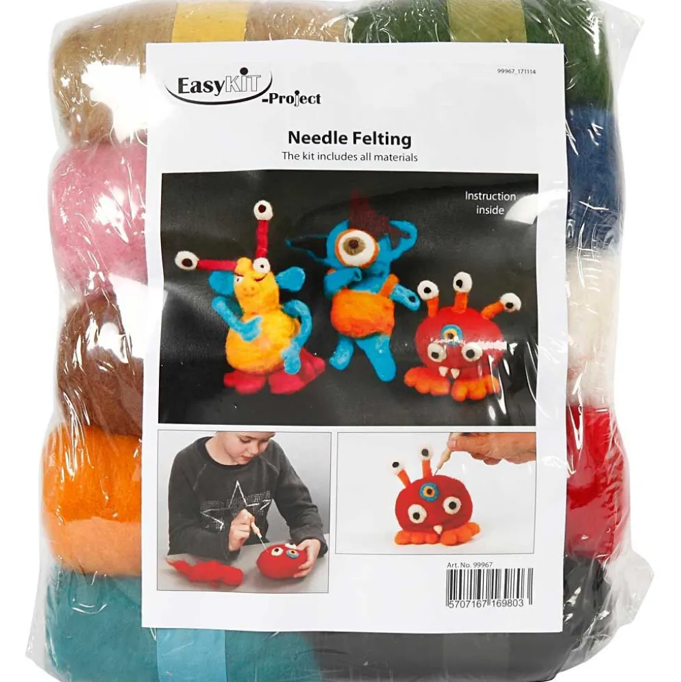 Grupp DIY Kit nålfiltning, mixade färger, 1 set
