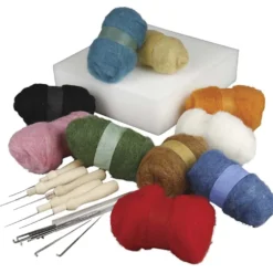 Grupp DIY Kit nålfiltning, mixade färger, 1 set