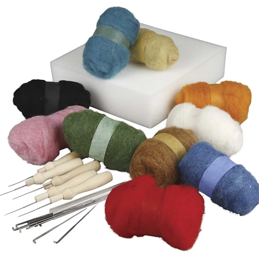 Grupp DIY Kit nålfiltning, mixade färger, 1 set