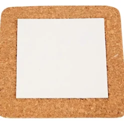 Grytunderlägg med korkramar, stl. 15,5x15,5x1 cm, vit, 10 st./ 1 förp.