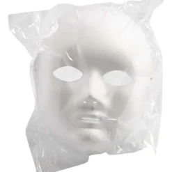 Helmask av papp, H: 22 cm, B: 17 cm, vit, 1 st.