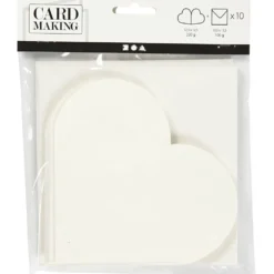 Hjärtkort, kortstl. 12,5x12,5 cm, kuvertstl. 13,5x13,5 cm, råvit, 10 set/ 1 förp.