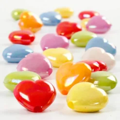 Hjärtpärlor, stl. 15x15 mm, Hålstl. 3 mm, ca. 700 st., mixade färger, 465 g, 700 ml/ 1 burk
