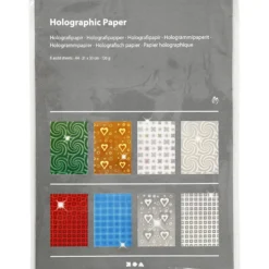 Holografipapper, A4, ark 210x297 mm, 120 g, 80 mix. ark/ 1 förp.