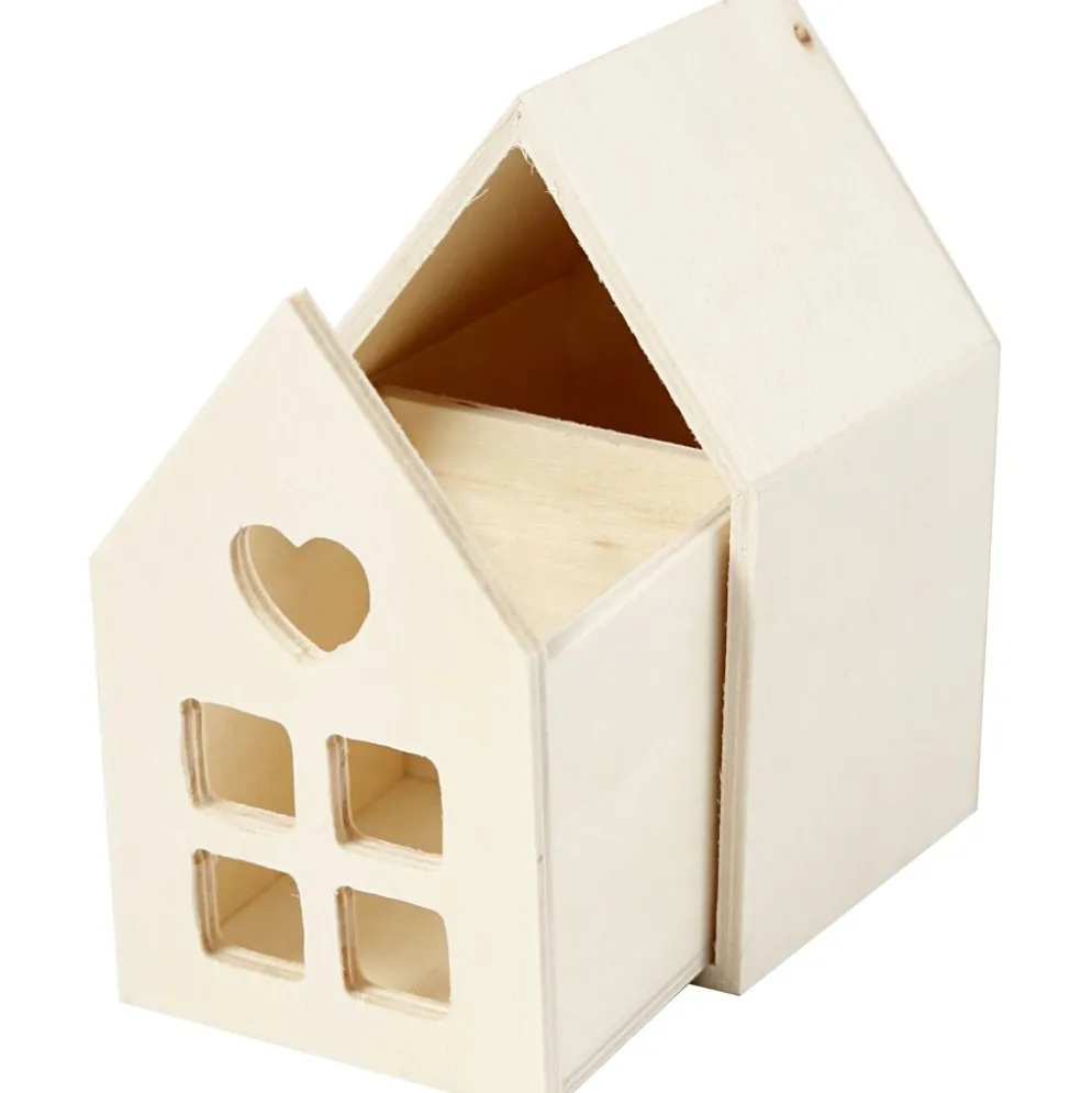 Hus med låda, H: 10,8 cm, D: 6,8 cm, B: 6,8 cm, 1 st.