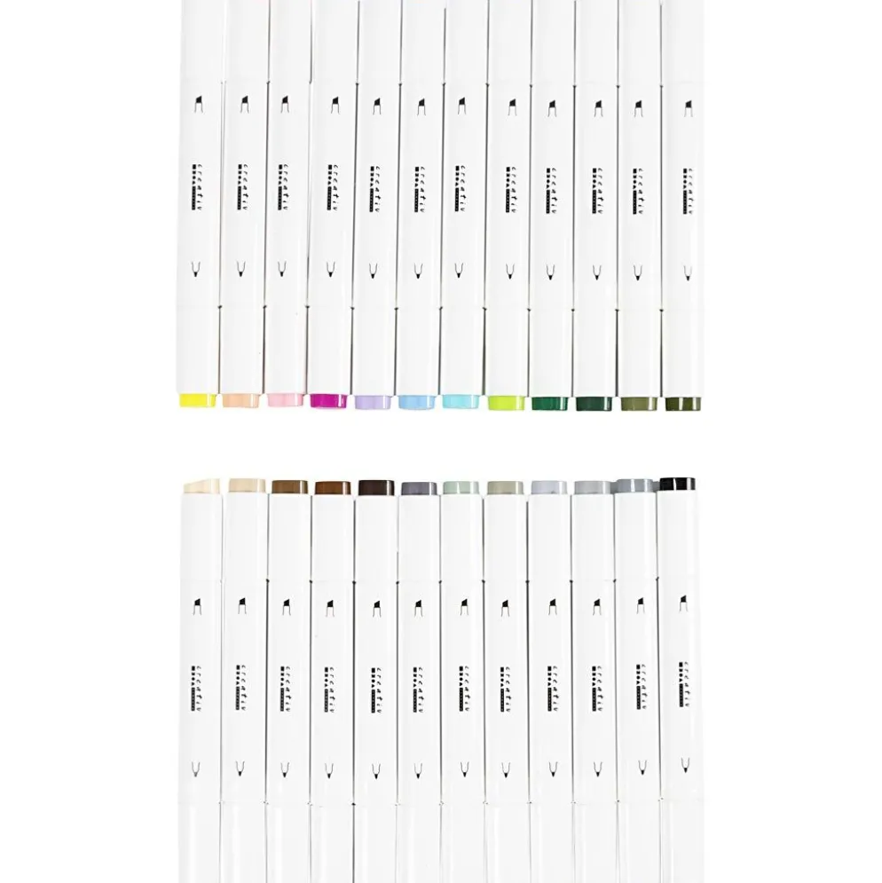 Illustration marker, spets 1+8 mm, pastellfärger, standardfärger, 24 st./ 1 förp.