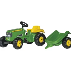John Deere-traktor med släp, H: 47 cm, L: 134 cm, B: 52 cm, grön, 2 st./ 1 set