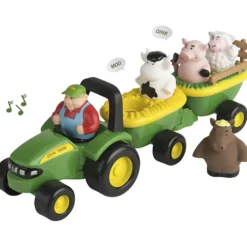 John Deere Traktor med Vagnar, stl. 20,32x38,1x12,7 cm, grön, 1 set