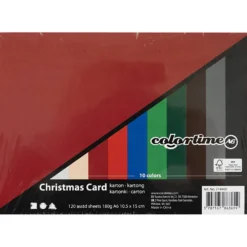 Julkartong, A6, ark 105x148 mm, 180 g, mixade färger, 120 mix. ark/ 1 förp.