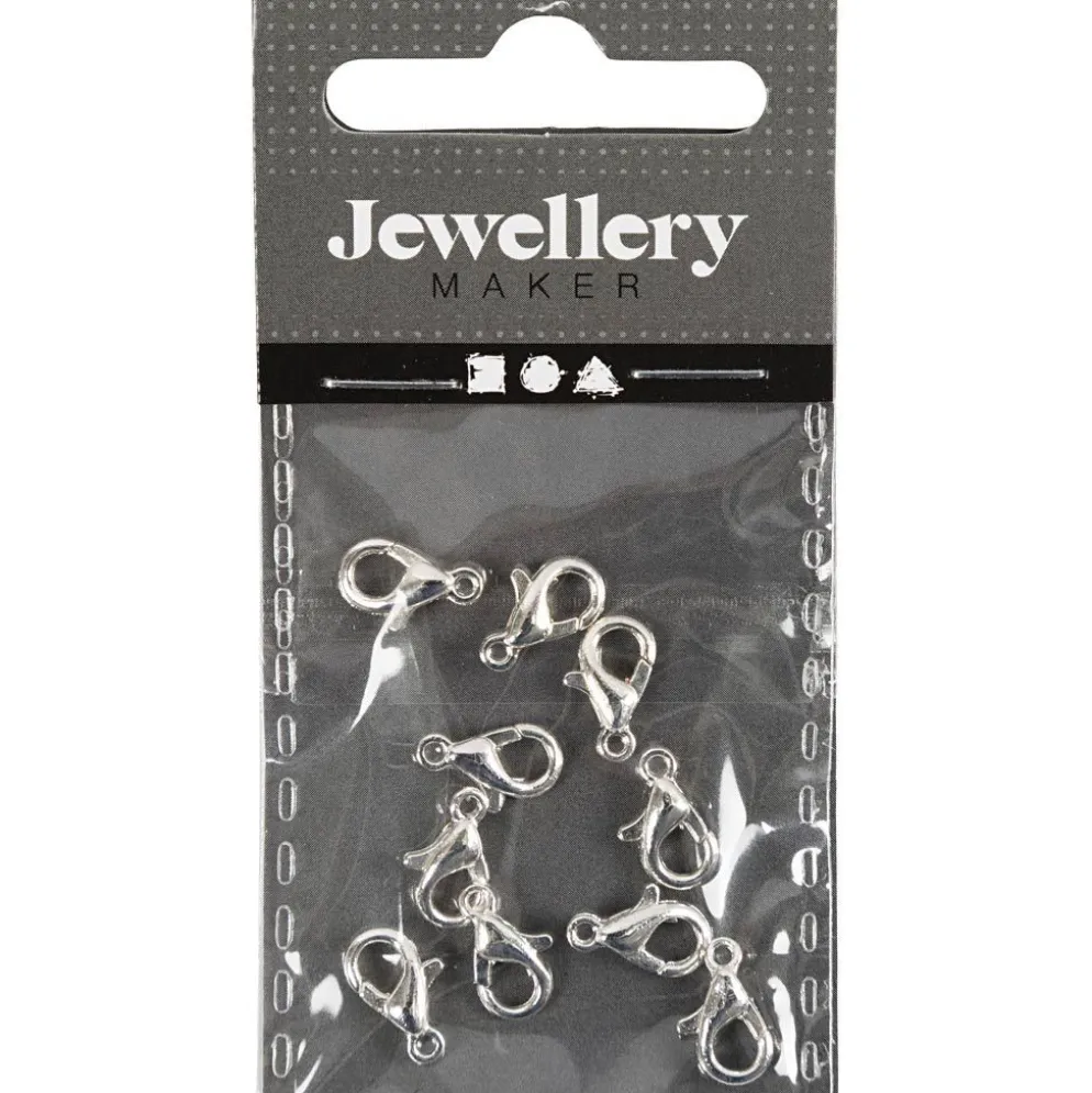 Karbinhake, L: 10 mm, försilvrad, 10 st./ 1 förp.