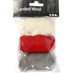 Kardad Ull, röd/vit harmoni, 3x10 g/ 1 förp.