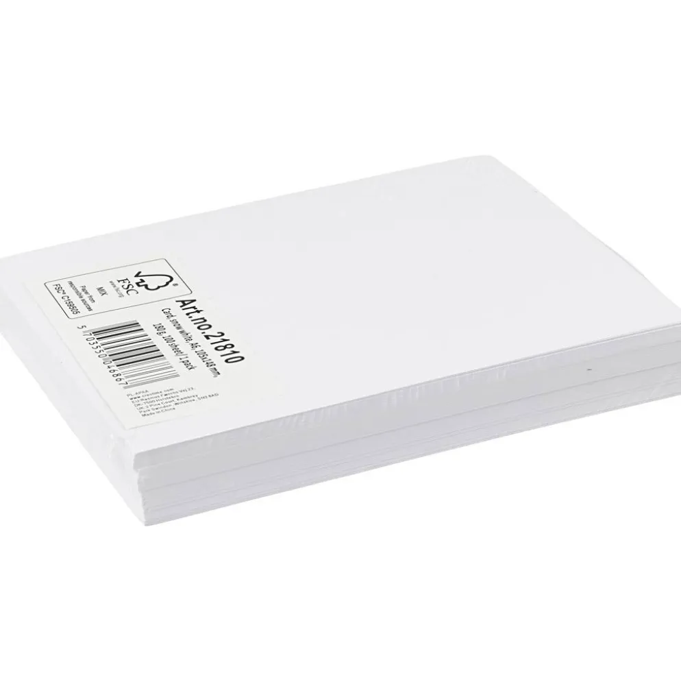 Kartongpapper, A6, ark 105x148 mm, 180 g, vit, 100 ark/ 1 förp.