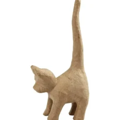 Katt av papier-maché, H: 28 cm, L: 12 cm, 1 st.