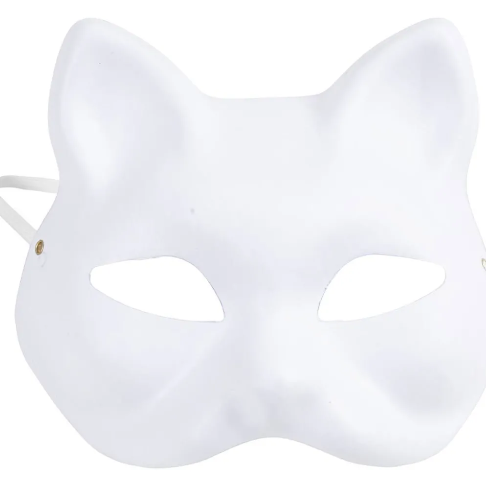Kattmask, H: 17,5 cm, B: 18,5, vit, 1 st.