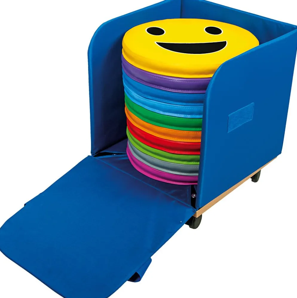 Känsel-sittkuddar med förvaringsbox, H: 8 cm, Dia. 30 cm, 7 st./ 1 set
