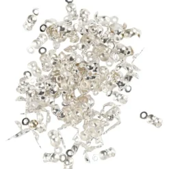 Knuttäckare med ögla, L: 8 mm, Dia. 3 mm, försilvrad, 100 st./ 1 förp.