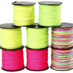 Knytsnöre, tjocklek 1 mm, neongrön, neonrosa, neongul, neonmix, 8x28 m/ 1 förp.