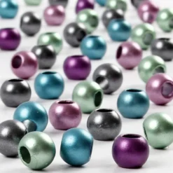 Kongopärlor, Dia. 10 mm, Hålstl. 4 mm, ca. 145 st., metallicfärger, 60 g, 125 ml/ 1 förp.