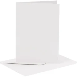 Kort och kuvert, kortstl. 10,5x15 cm, kuvertstl. 11,5x16,5 cm, 110+230 g, vit, 6 set/ 1 förp.
