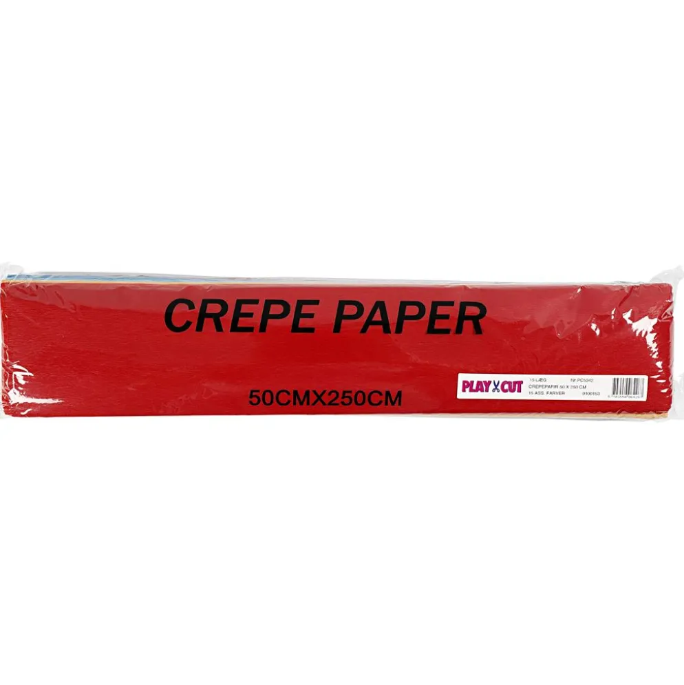 Kräppapper, L: 2,5 m, B: 50 cm, 22 g, mixade färger, 15 ark/ 1 förp.