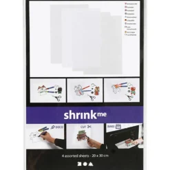 Krympplastark, ark 20x30 cm, tjocklek 0,3 mm, blank transparent, matt transparenta, mattvit, 4 ark/ 1 förp.