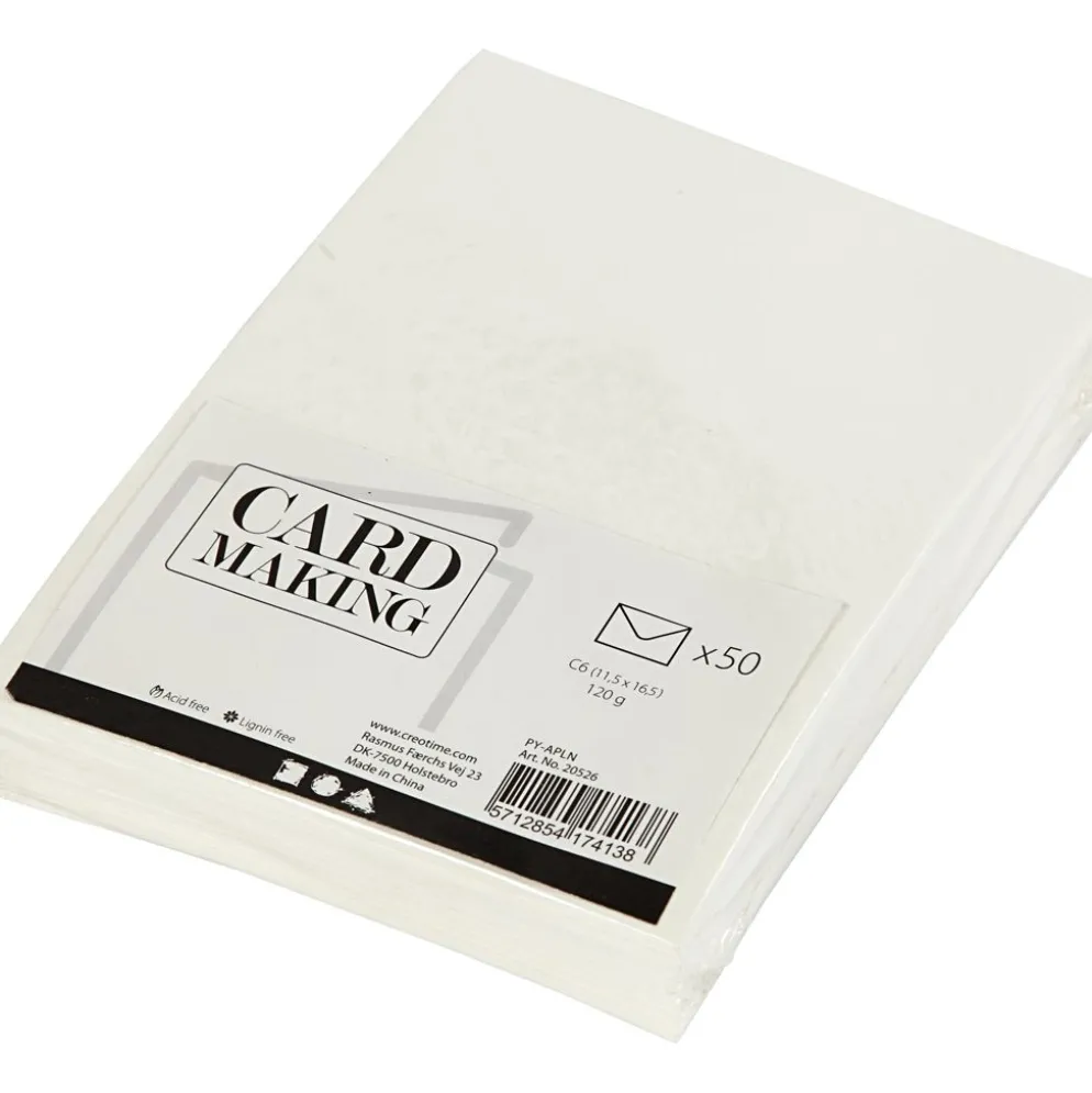 Kuvert, kuvertstl. 11,4x16,2 cm, 120 g, råvit, 50 st./ 1 förp.