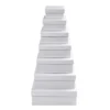 Kvadratiska Askar, stl. 9x9x4,5 + 11x11x5,0 + 13x13x5,5 + 15x15x6,0 + 17x17x6,5 + 19x19x7,0 + 21x21x7,5 cm, vit, 7 st./ 1 set
