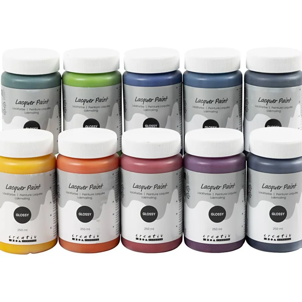 Lackfärg, blank, mixade färger, 10x250 ml/ 1 förp.