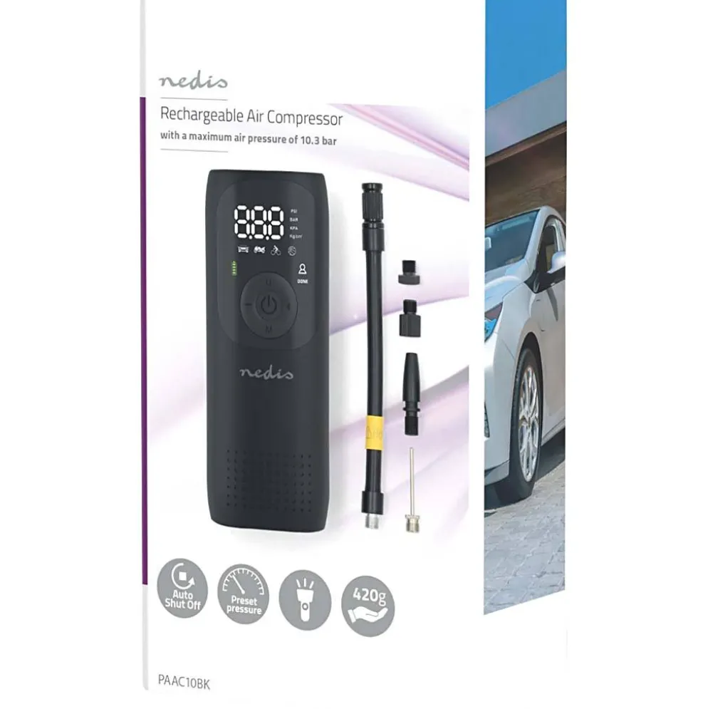 Laddningsbar luftkompressor , stl. 65x40x155 mm, 1 st.