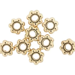 Ledpärlor, Dia. 6 mm, Hålstl. 2 mm, förgylld, 100 st./ 1 förp.