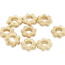 Ledpärlor, Dia. 6 mm, Hålstl. 2 mm, förgylld, 100 st./ 1 förp.