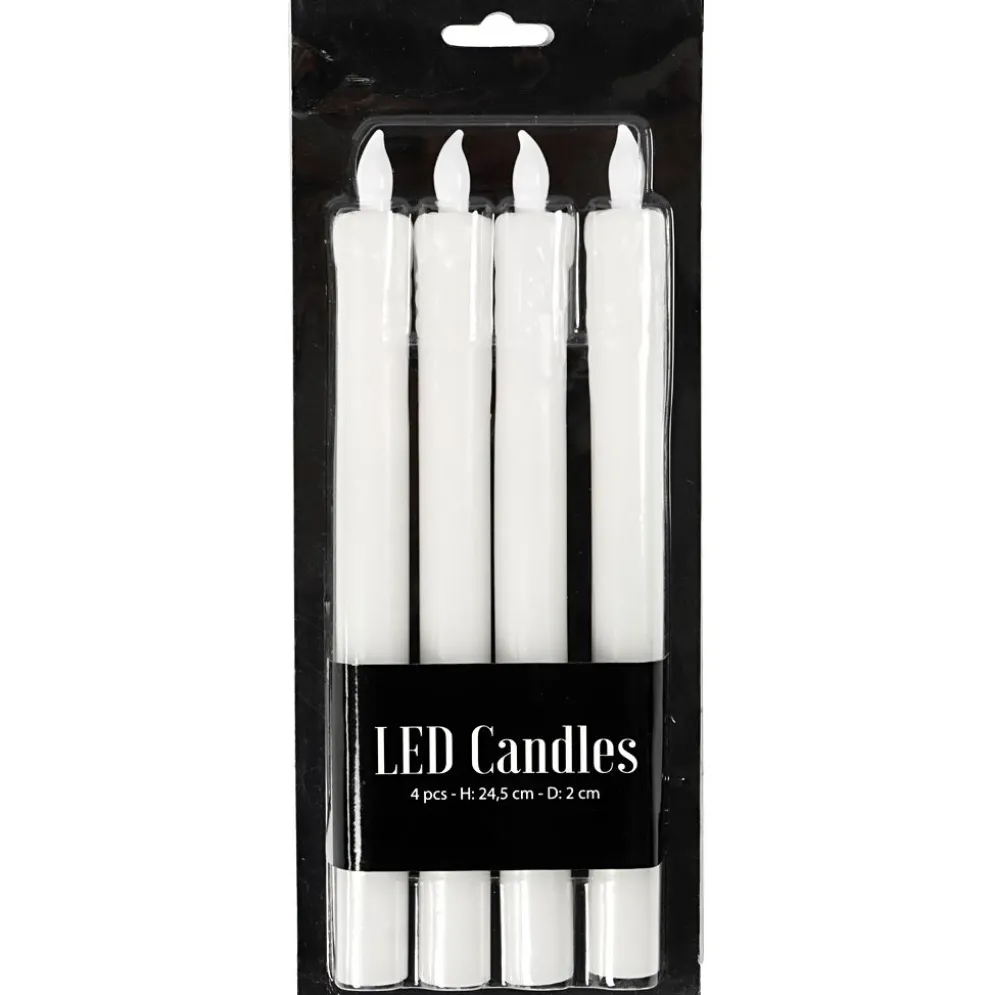 LED Stearinljus, H: 24,5 cm, Dia. 20 mm, 4 st./ 1 förp.