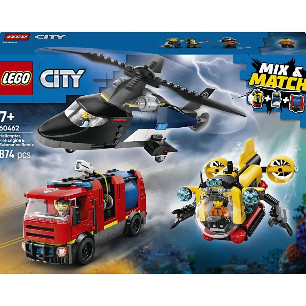 LEGO® City Remix brandbil, helikopter och ubåt, 874 delar/ 1 förp.
