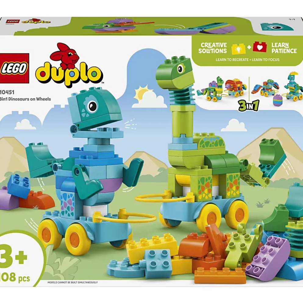 LEGO® DUPLO® City 3-i-1 dinosaurier på hjul, 108 delar/ 1 förp.