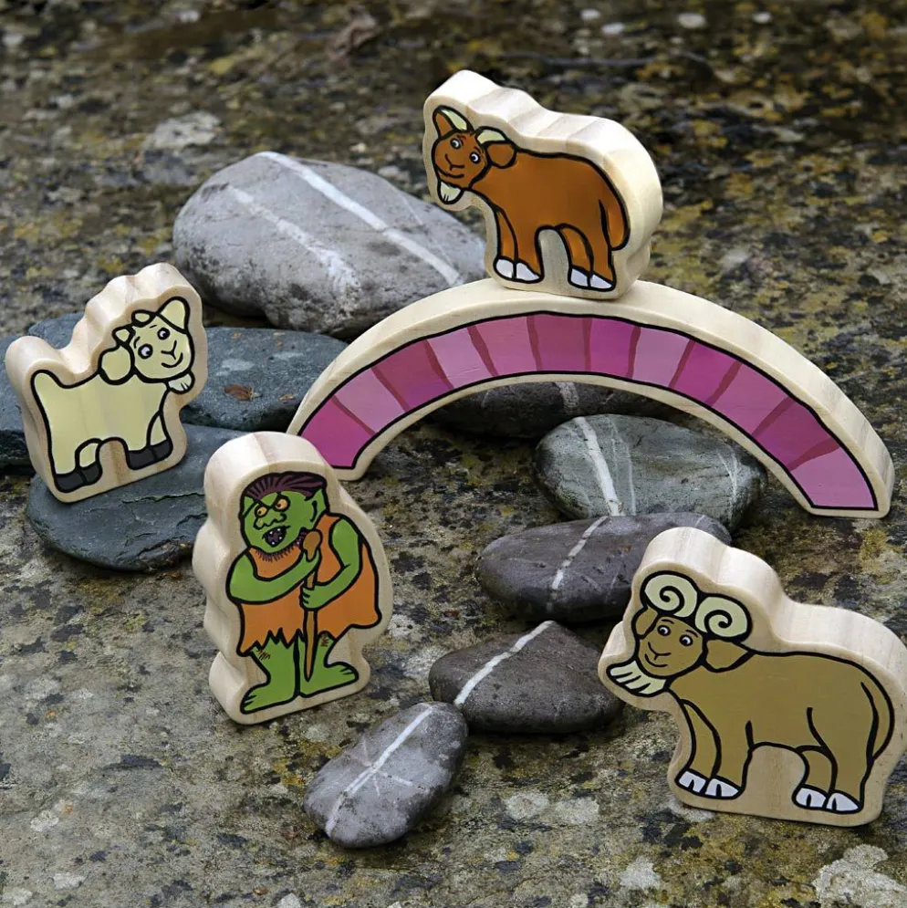 Älvfigurer i trä, De tre bockarna Bruse, H: 50-70 mm, 5 delar/ 1 förp.
