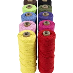 Makramésnöre, L: 100 m, tjocklek 2 mm, Tunn kvalitet 12/36, starka färger, 10x225 g/ 1 förp.
