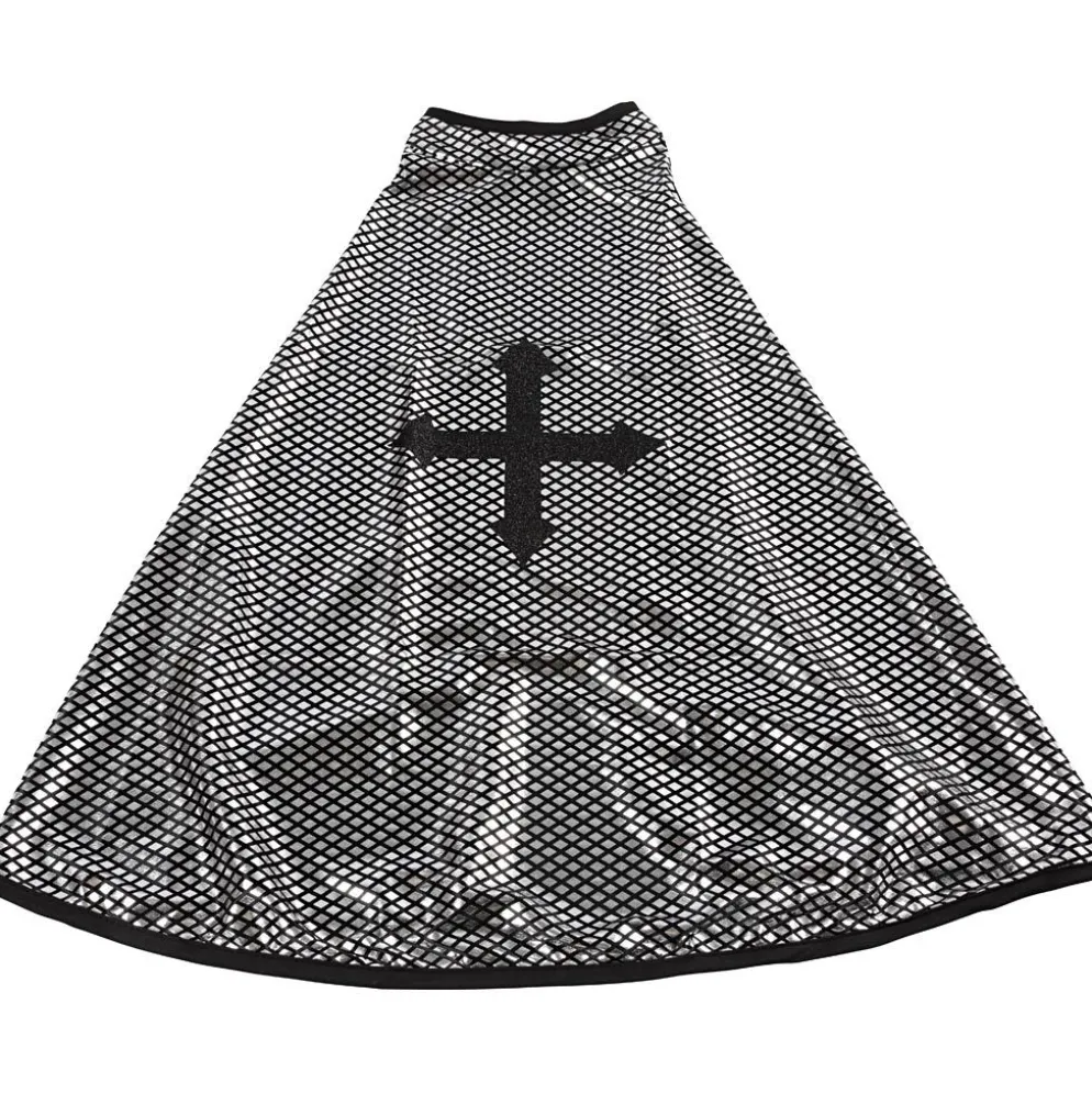 Mantel, Riddare, L: 49 cm, stl. 5-6 år, svart, silver, 1 st.