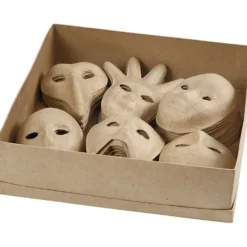 Masker av papier-maché, H: 12-21 cm, 60 st./ 1 förp.